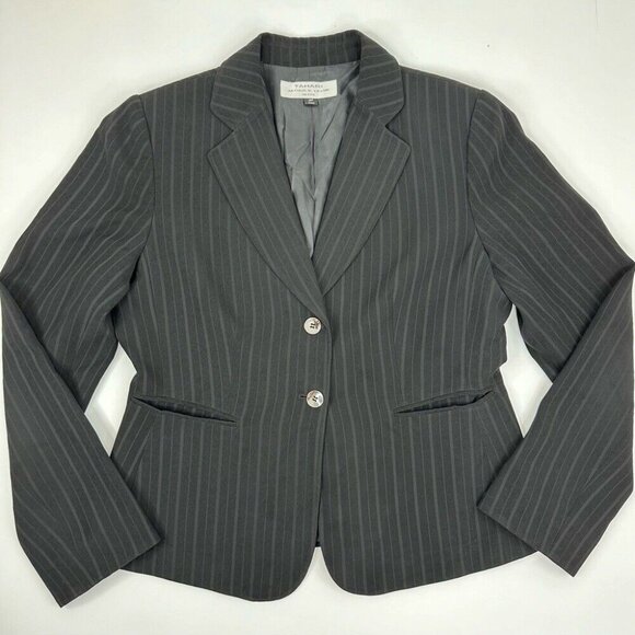 Tahari ASL Women's Black Striped Quiet Luxury Two Button Blazer 10P/C40 - Picture 7 of 14